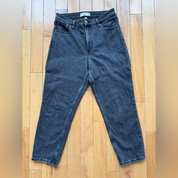 Abercrombie & Fitch | Curve Love 8S Black Women Denim Pant The Mom High Rise - Picture 1 of 6